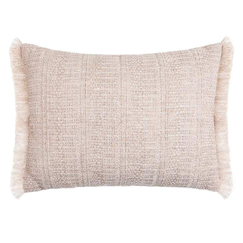 Neutral Linen Woven Throw Pillow with Fringe, 14x20 | At Home