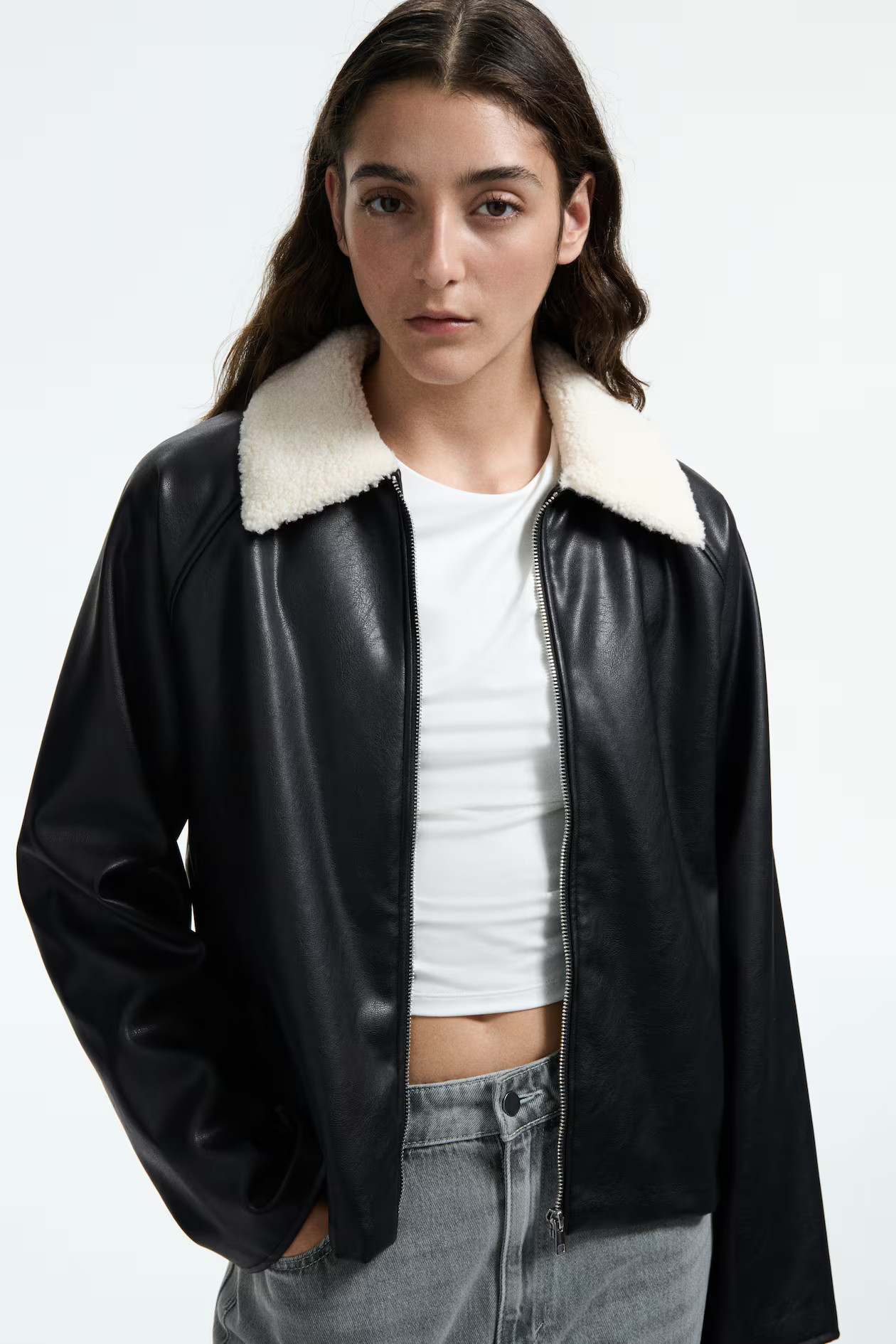 Jacket with Teddy Fleece Collar | H&M (US + CA)