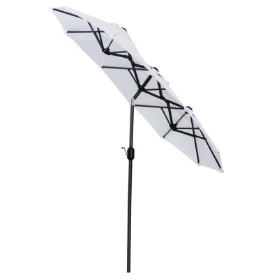 Outsunny Double-Sided Patio Umbrella 9.5' Large Outdoor Market Umbrella With Push Button Tilt And Crank, 3 Air Vents And 12 Ribs, For Garden, Deck, Po | Wayfair North America