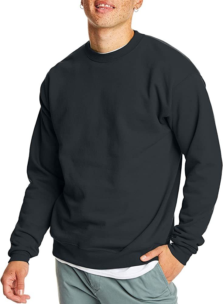 Hanes Men's EcoSmart Sweatshirt, Black, Large at Amazon Men’s Clothing store | Amazon (US)