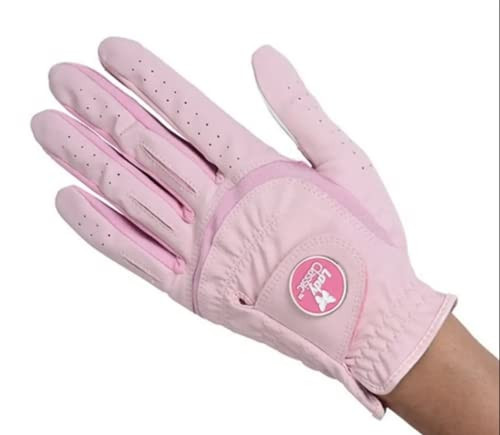 Lady Classic Women's Soft Flex Golf Gloves with Magnetic Ball Marker Left Hand - Form-Fitting, Comfortable Grip, Removable Ball Marker, Leather Patch Left Handed Ladies Golf Glove, Pink, Small | Amazon (US)