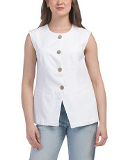 Linen Blend Long Vest Top | Marshalls