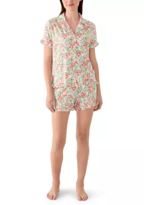 Crown & Ivy Women's Shirt and Shorts Print Pajama Set, Medium | Belk