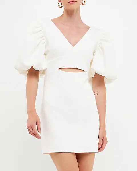 Endless Rose Puff Sleeve Cut Out Mini Dress | Express