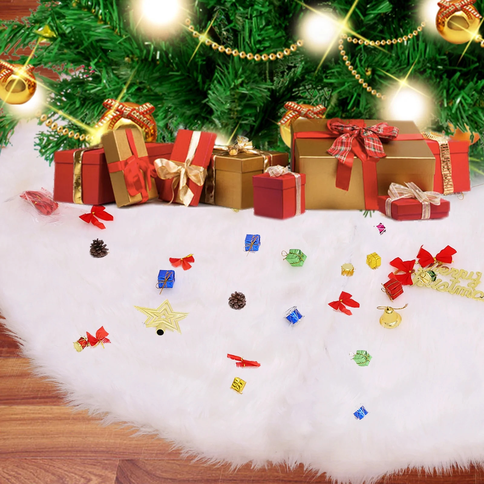 Christmas Tree Skirts, 60 Inch Large Snow White Faux Fur Tree Skirt for Home Decorations Party Ho... | Walmart (US)