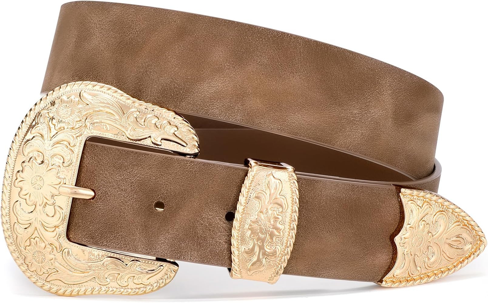 SUOSDEY Women Country Western Belt Cowgirl Cowboy Vintage Leather Belt with Western Style Big Buc... | Amazon (US)