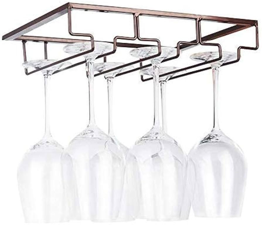 FOMANSH Wine Glass Rack - Under Cabinet Stemware Wine Glass Holder Glasses Storage Hanger Metal O... | Amazon (US)