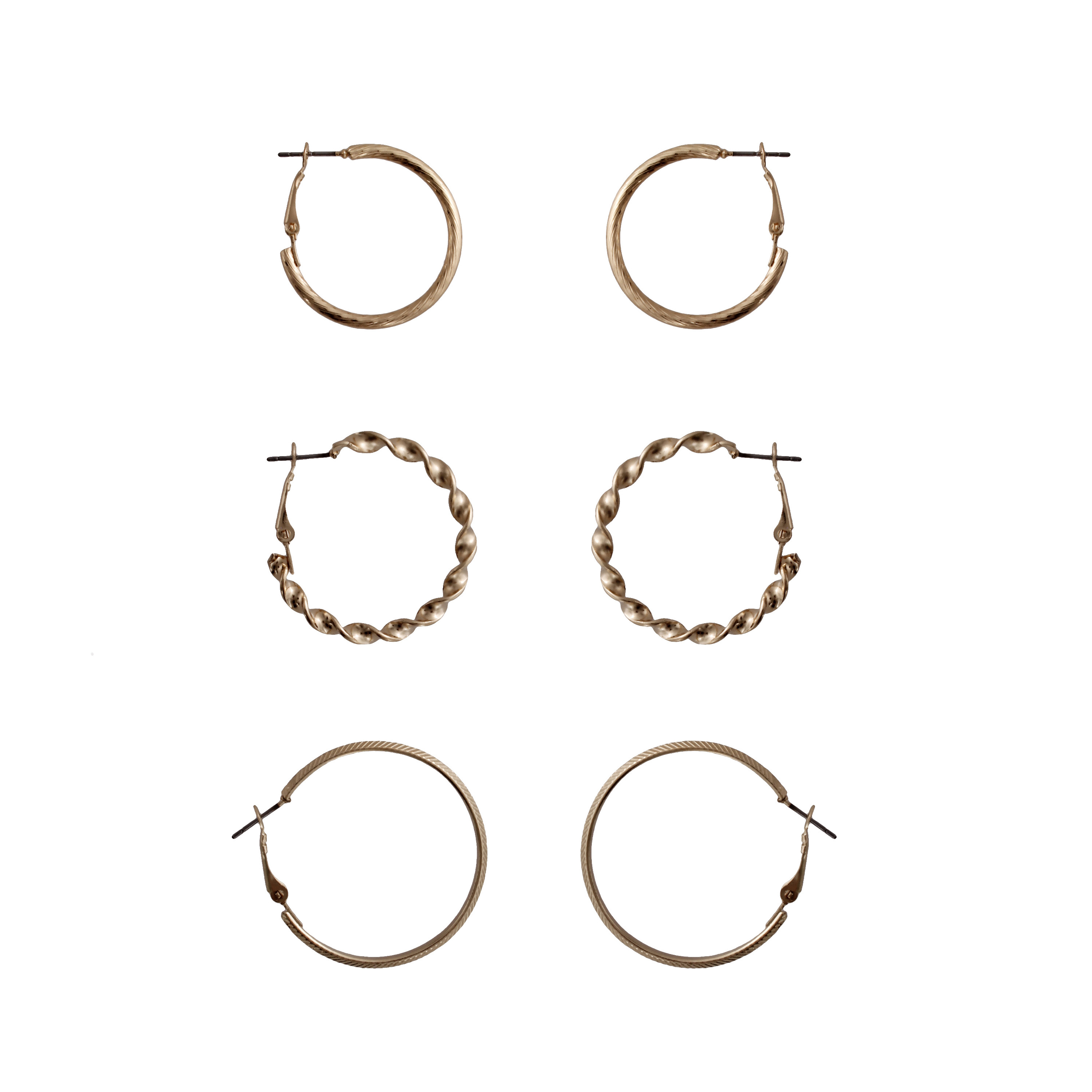 Time And Tru Trio Gold Tone Hoop Earring Set - Walmart.com | Walmart (US)