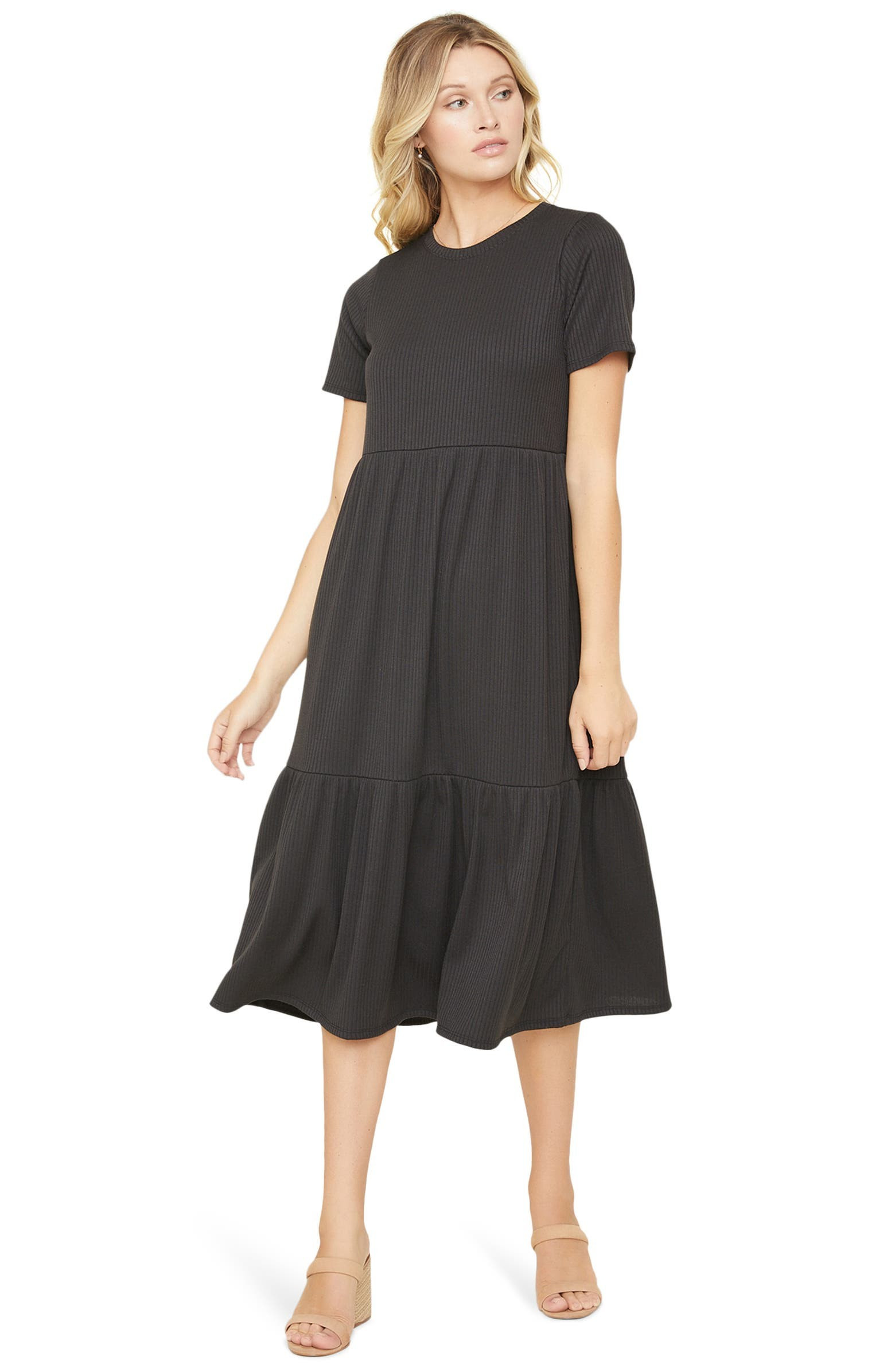 Lost + Wander Night After Night Tonal Stripe Short Sleeve Dress | Nordstrom | Nordstrom