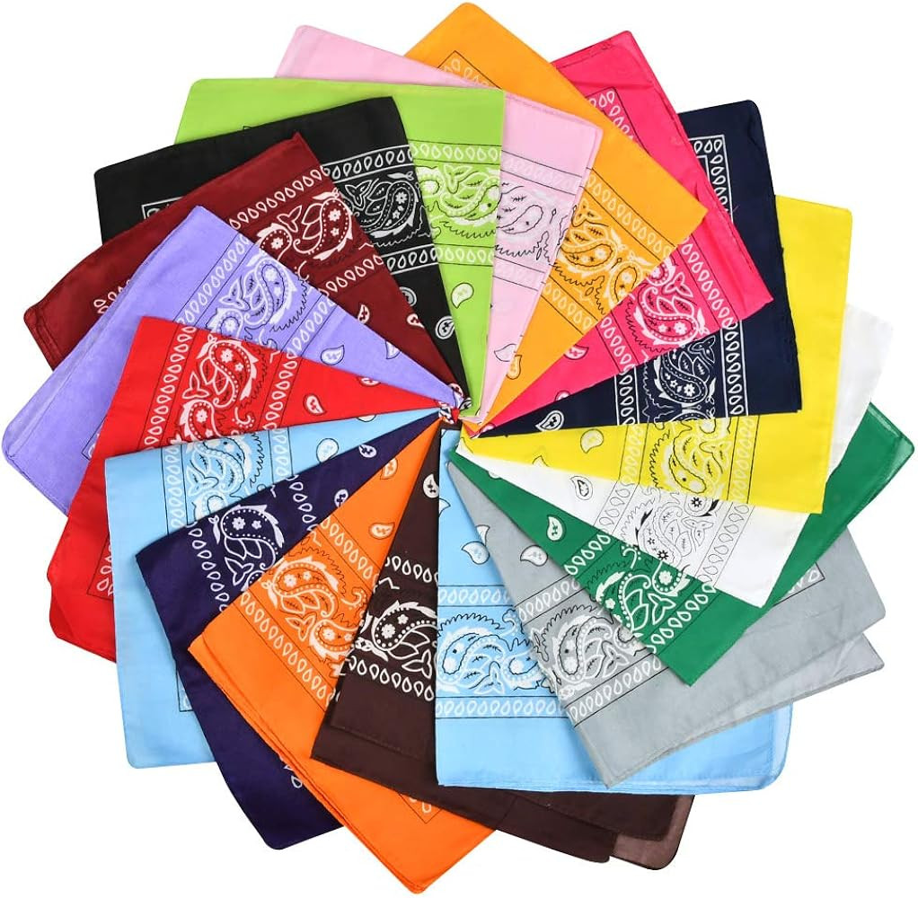 BUYGOO Bandana Scarf 20Pcs Colourful Paisley Bandanas Bandanas Multifunction Head Scarves Unisex ... | Amazon (UK)