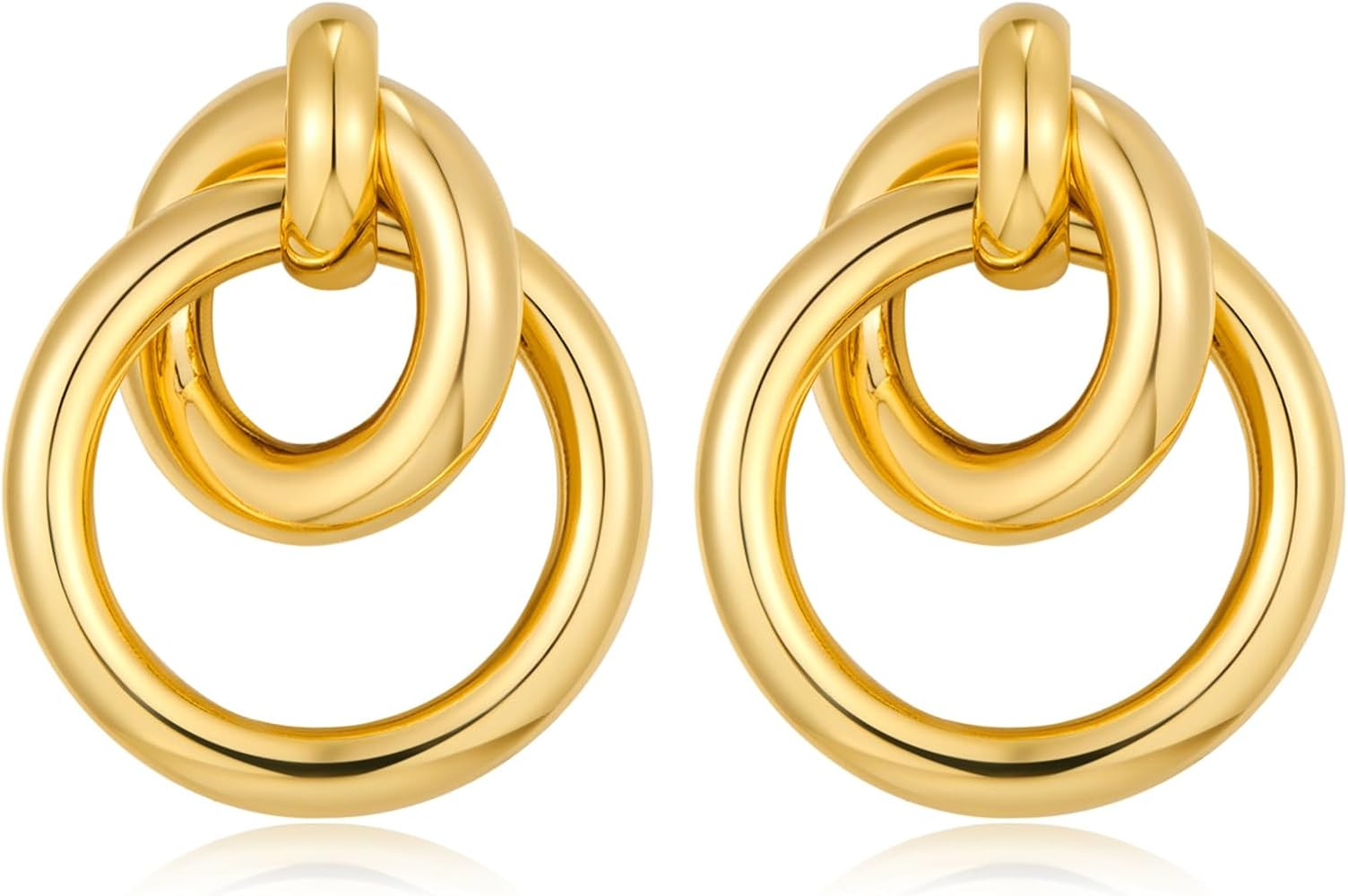 WOWORAMA Double Circle Drop Earrings for Women Gold Silver Geometric Hoop Dangle Earrings Round C... | Amazon (US)