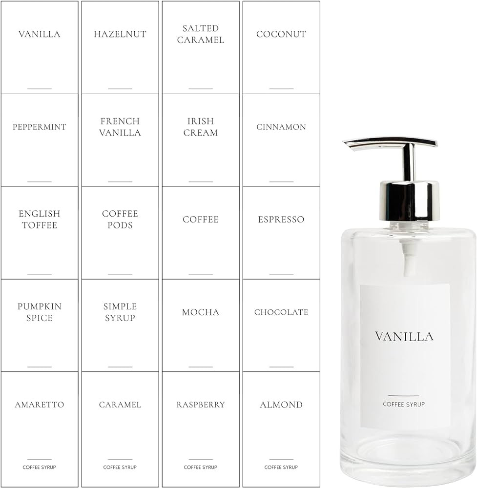 Coffee Syrup Labels Set for Coffee Bar Organization Custom Labels for Coffee Station Water-Resist... | Amazon (US)