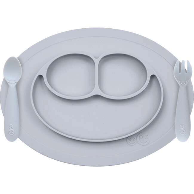 ezpz | Mini Feeding Set, Pewter (Grey, Size 12-24M) | Maisonette | Maisonette