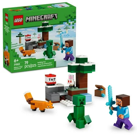 LEGO Minecraft Steve’s Taiga Adventure Building Toy for Boys & Girls - Video Game Playset & Toy Figures for Kids, Ages 6 + - W/2 Minifigures & 2 Pretend Play Animals - Gift Idea for Birthdays - 21583 | Walmart (US)