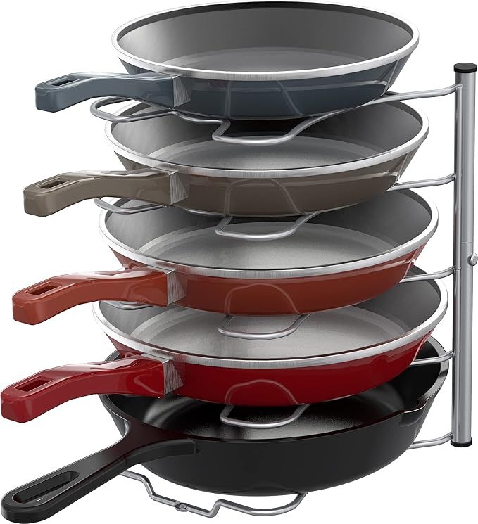 Amazon.com: Simple Houseware Kitchen Cabinet Pantry Pan and Pot Lid Organizer Rack Holder, Silver... | Amazon (US)