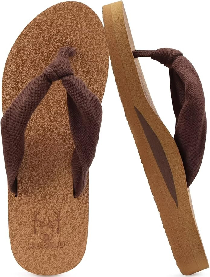 KuaiLu Flip Flops for Women with Arch Support Yoga Mat Comfortable Summer Beach Walking Thong Cus... | Amazon (US)
