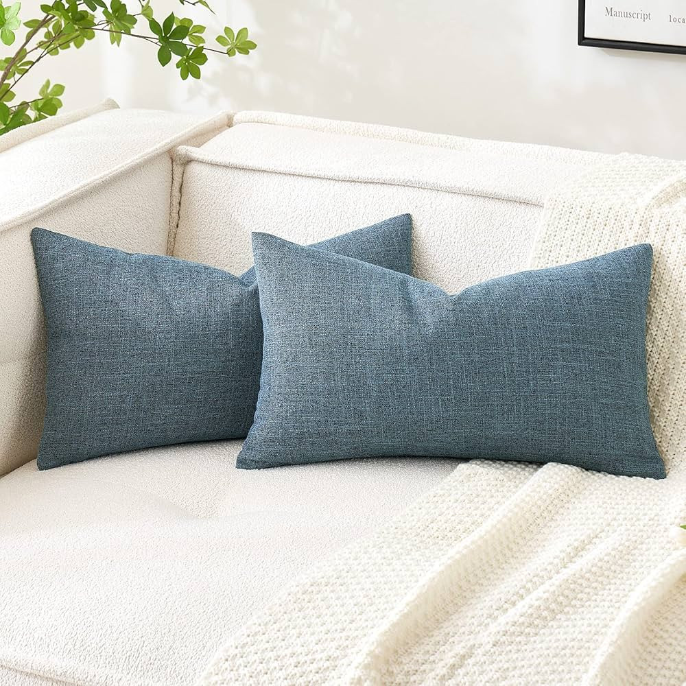 MIULEE Pack of 2 Decorative Throw Pillow Covers Linen Burlap Square Solid Farmhouse Modern Concis... | Amazon (US)