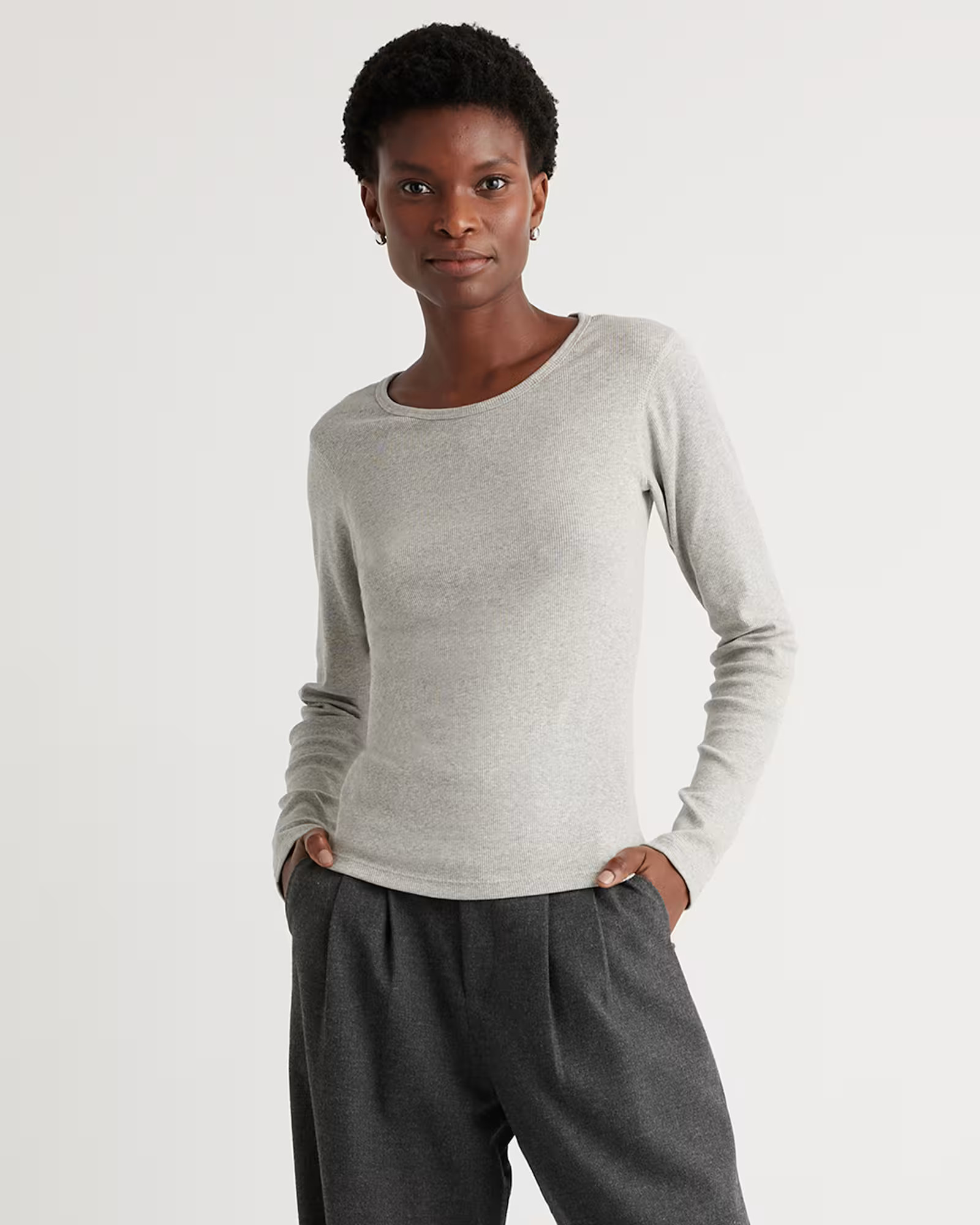 Organic Cotton Micro-Rib Long Sleeve Tee | Quince