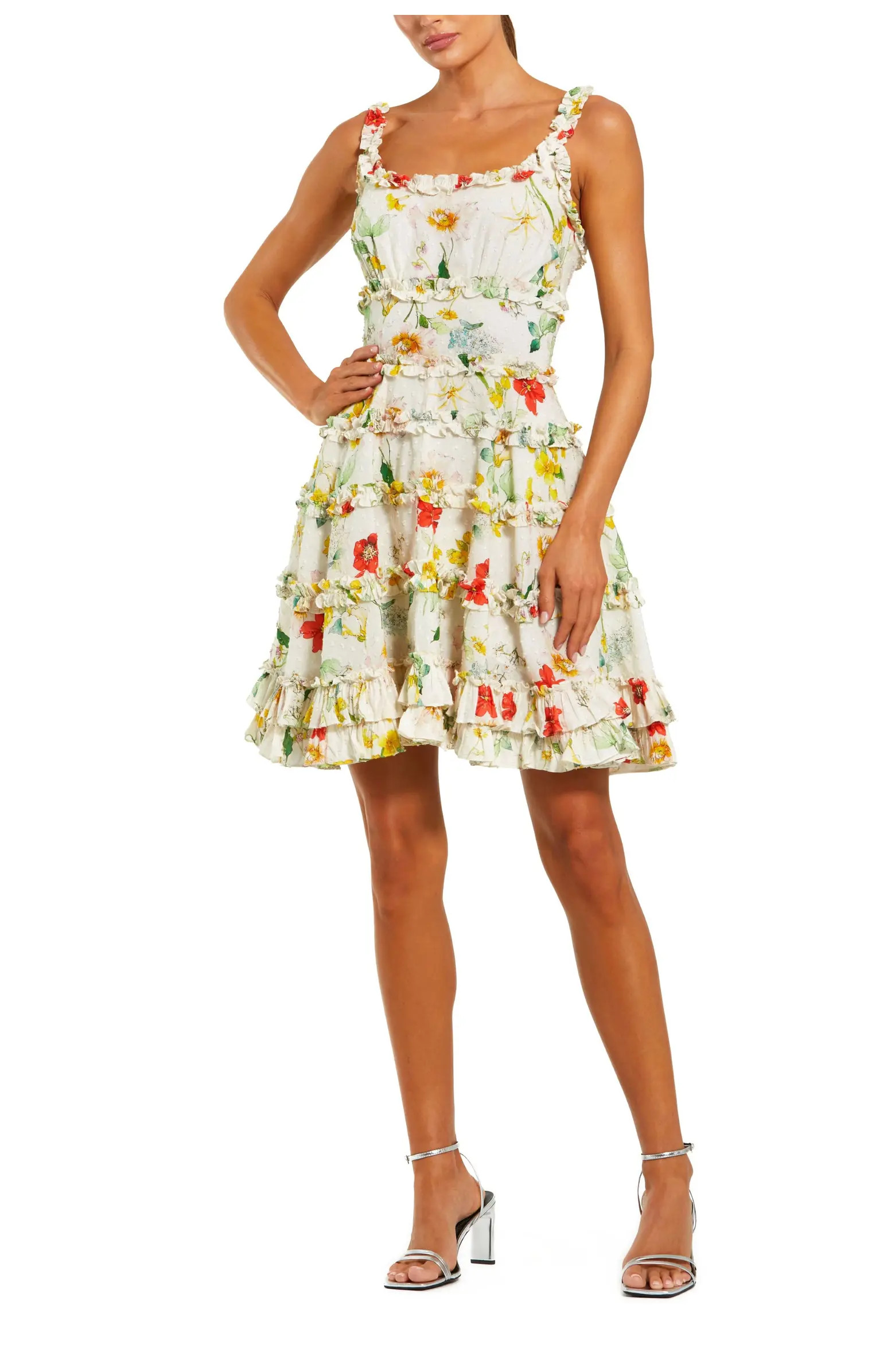 Floral Square Neck Ruffle Mini Dress | Nordstrom