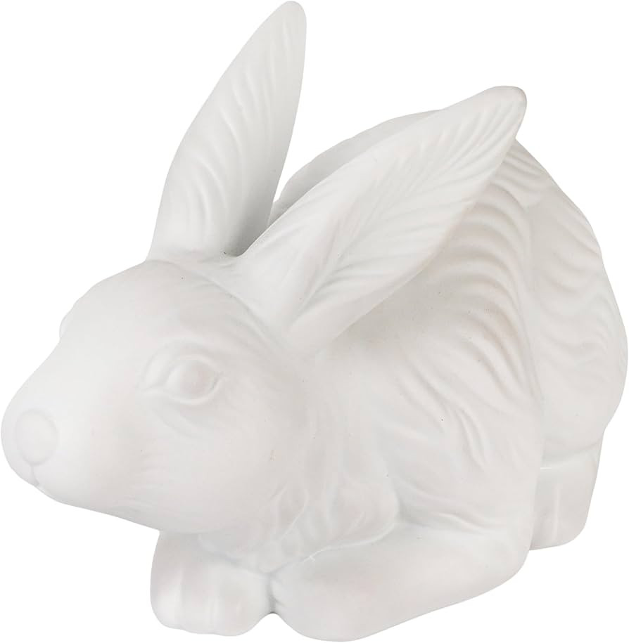 Creative Co-Op Stoneware Rabbit Shaped Lamp with Inline Switch, Bisque White | Amazon (US)