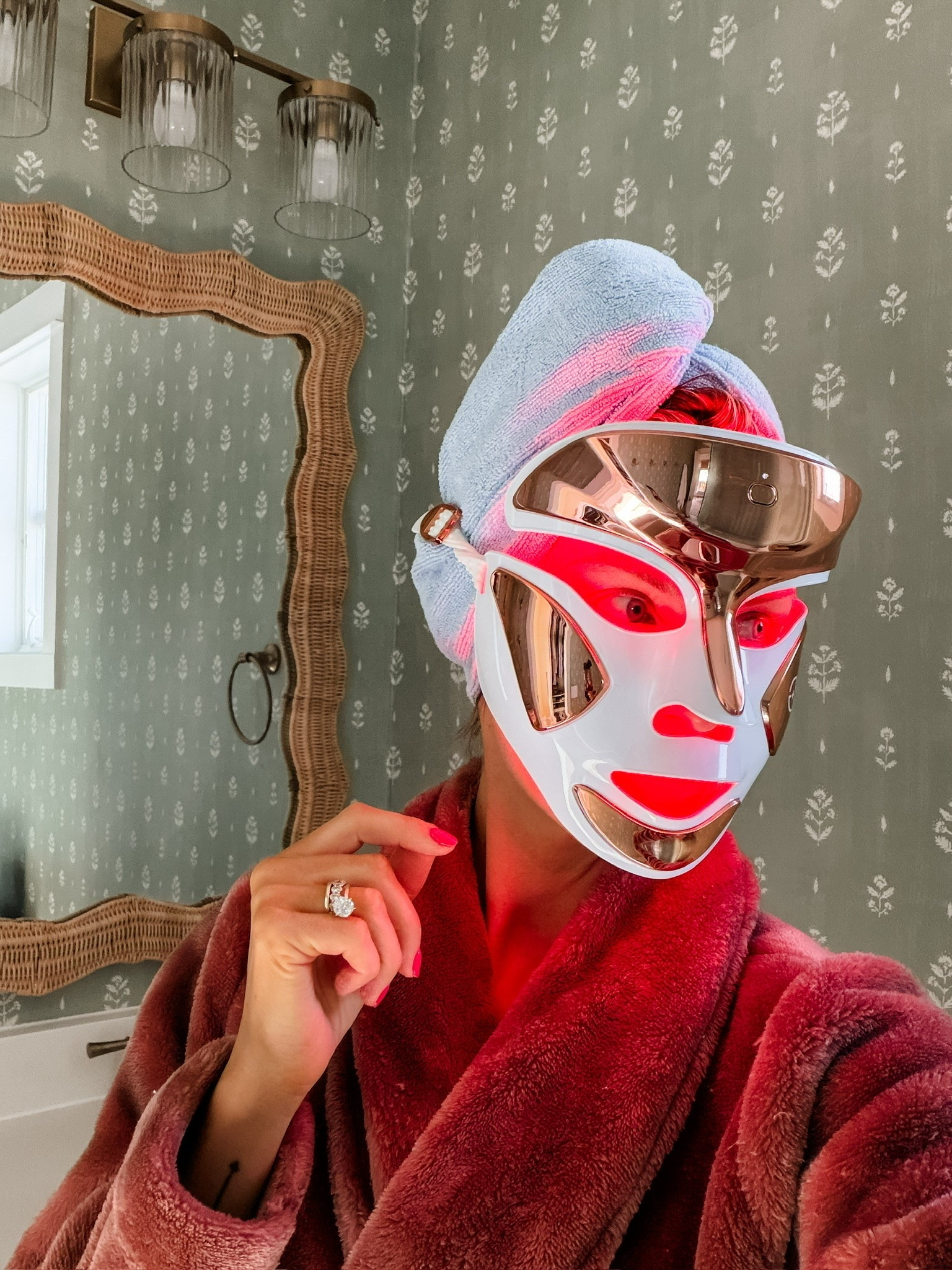 This red light mask is definitely a splurge, but I have loved using mine for the last year! It has made such a big difference in the texture of my skin! I put it on every morning & night & it’s only for 3 minutes each time!

Loverly Grey, skincare, beauty, red light mask