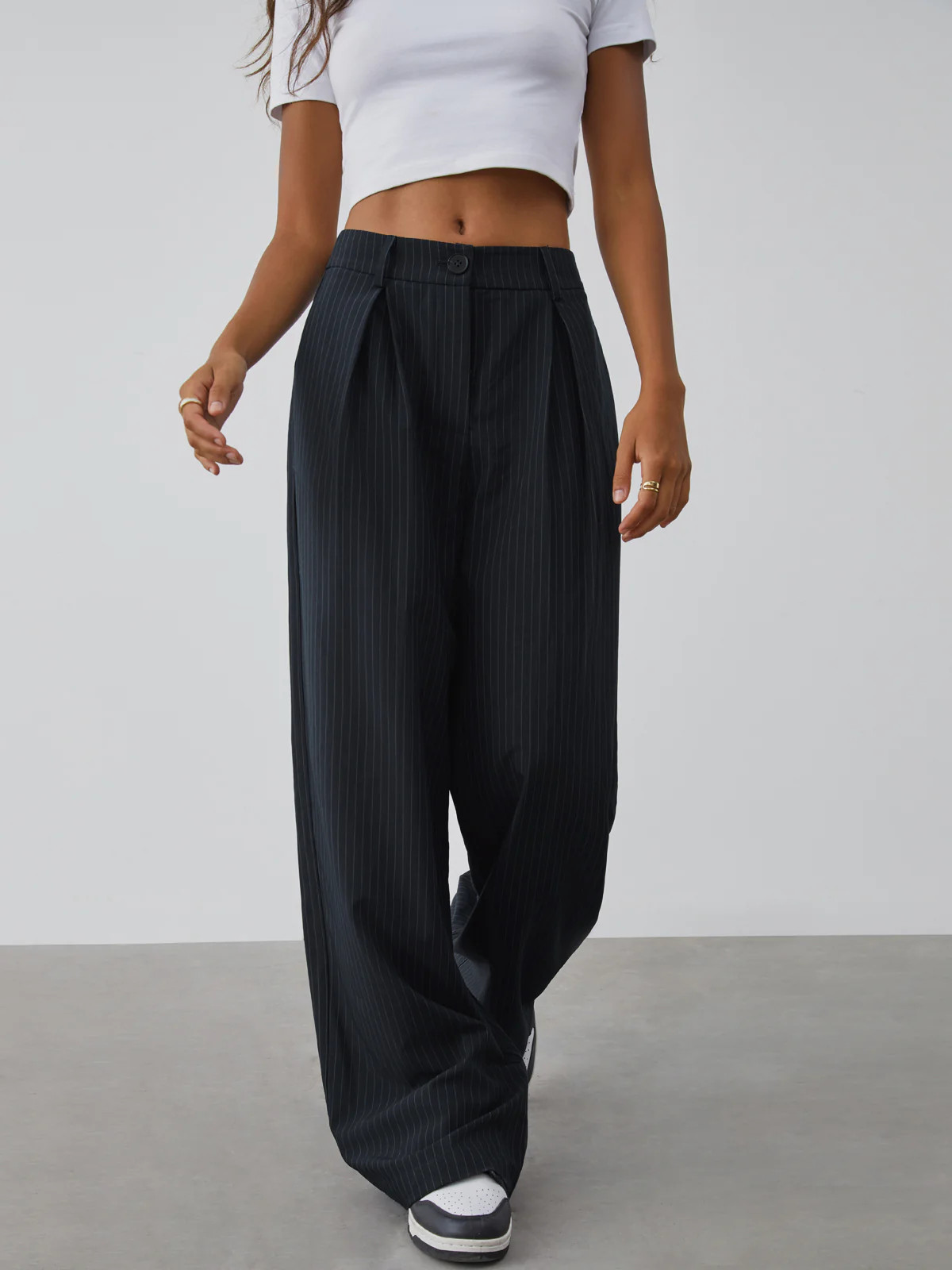 Shock Value Pinstripe Wide Leg Dress Pants | Commense