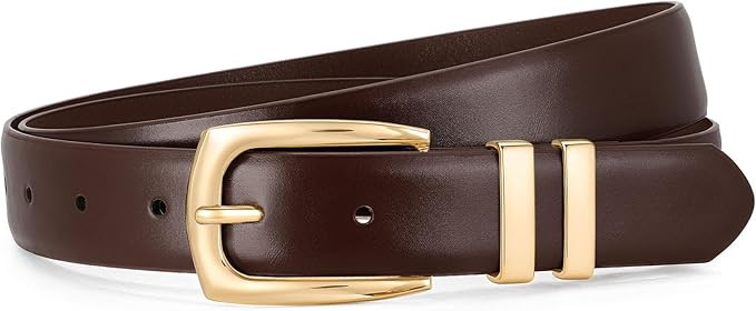 WHIPPY Women's Leather Belts for Jeans Pants Fashion Ladies Belt Gold Buckle Belts for Women | Amazon (US)