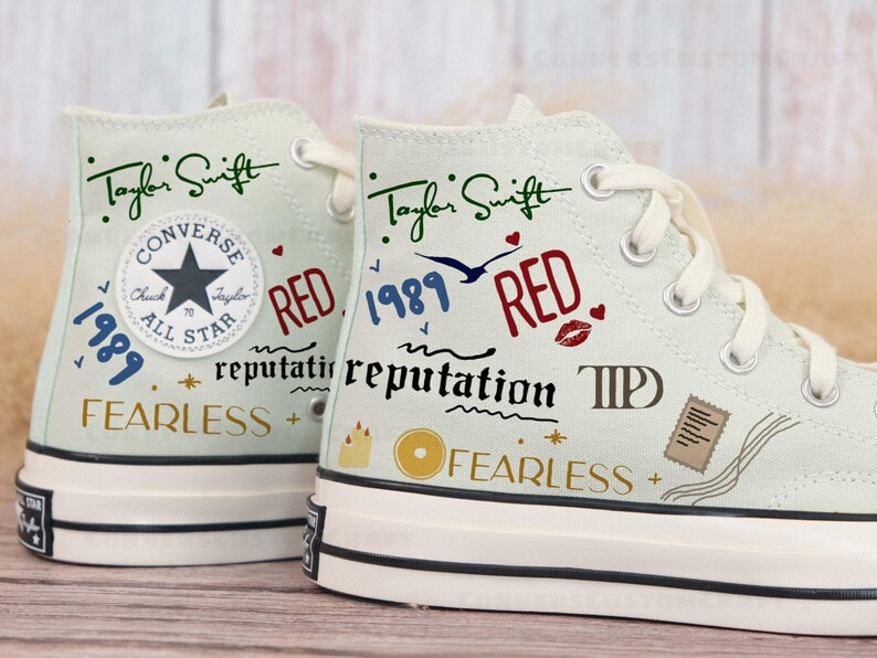 Converse 1989 Taylor's Version High Top Sneakers, Taylor Swift Canvas Shoes, Converse High Tops C... | Etsy (US)