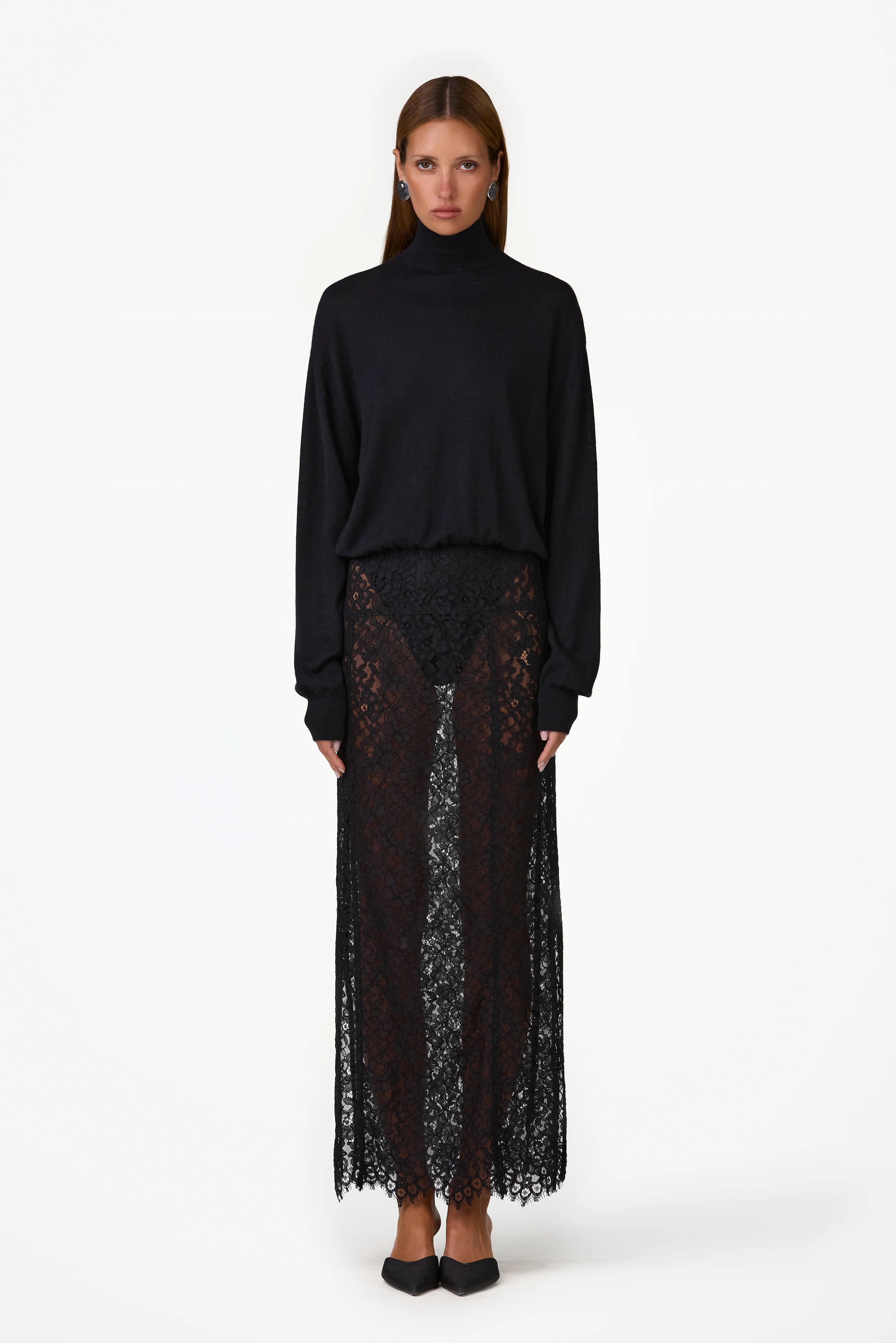 Relaxed Cashmere Turtleneck (Black) | SAME