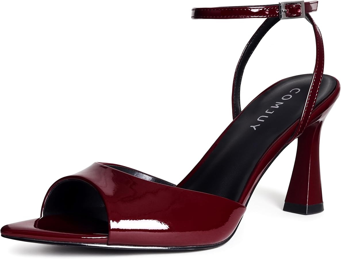 Womens High Heels Sandals Peep Toe, Flared Heels with Ankle Strap, Elegant Leather Sandals Comfor... | Amazon (US)