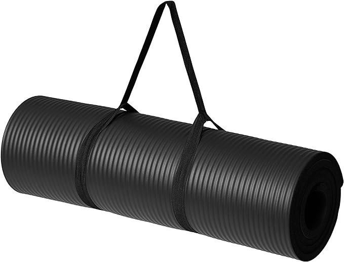 Amazon Basics 1/2 Inch Extra Thick Exercise Yoga Mat with Carrying Strap | Amazon (US)