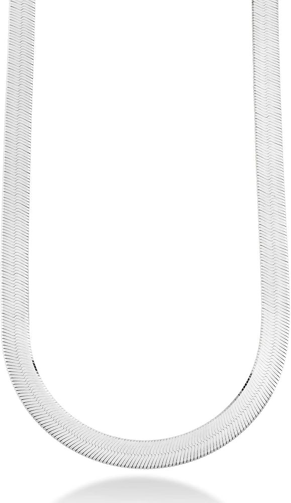 Miabella Solid 925 Sterling Silver Italian 10mm Wide Herringbone Chain Necklace for Women Men | M... | Amazon (US)