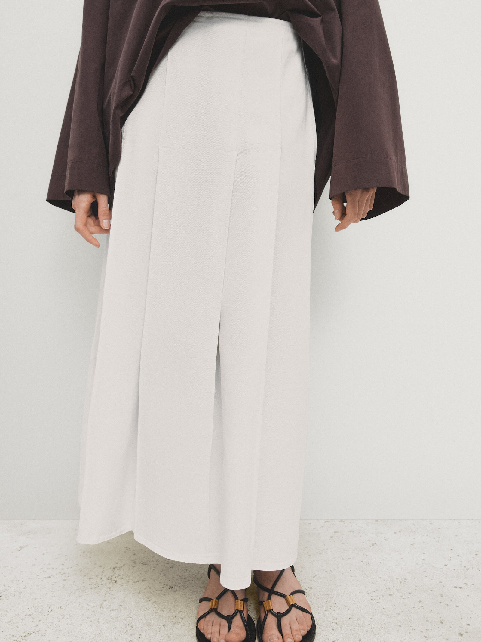 Pleated denim skirt | Massimo Dutti UK