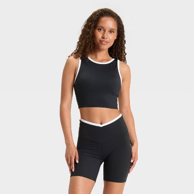 Women's Contrast Longline Sports Bra - JoyLab™ Black XL | Target