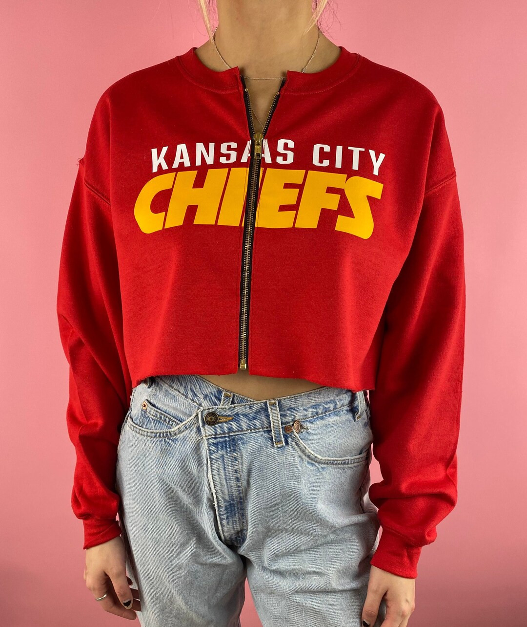 Kansas City Chiefs Cropped Zip-up Sweatshirt - Etsy | Etsy (US)