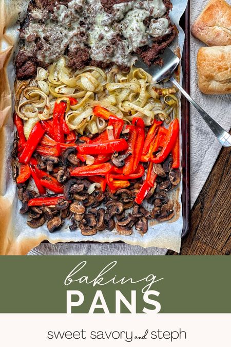 Baking pans are a kitchen essential! They are versatile, and I use mine weekly.

Sheet Pan Philly Cheesesteaks
What’s better than a sheet pan meal?  A sheet pan meal that can be made into a mouth-watering sandwich!  This recipe for sheet pan Philly cheesesteaks is next-level good. All the flavors of a delicious steak sandwich, but made on a convenient sheet pan: shaved beef, onions, peppers and mushrooms come together in an easy to tackle recipe the whole family will love.

Full recipe on www.sweetsavoryandsteph.com

#LTKhome