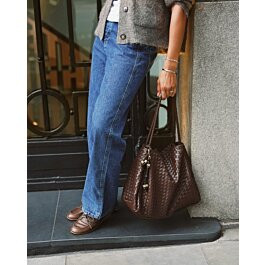 Nova Hand Woven Large Shoulder Bag in Chocolate | Katie Loxton Ltd. (UK)