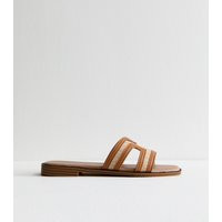 Women's Cream Raffia And Faux Leather Sandals Vegan New Look | New Look (UK)