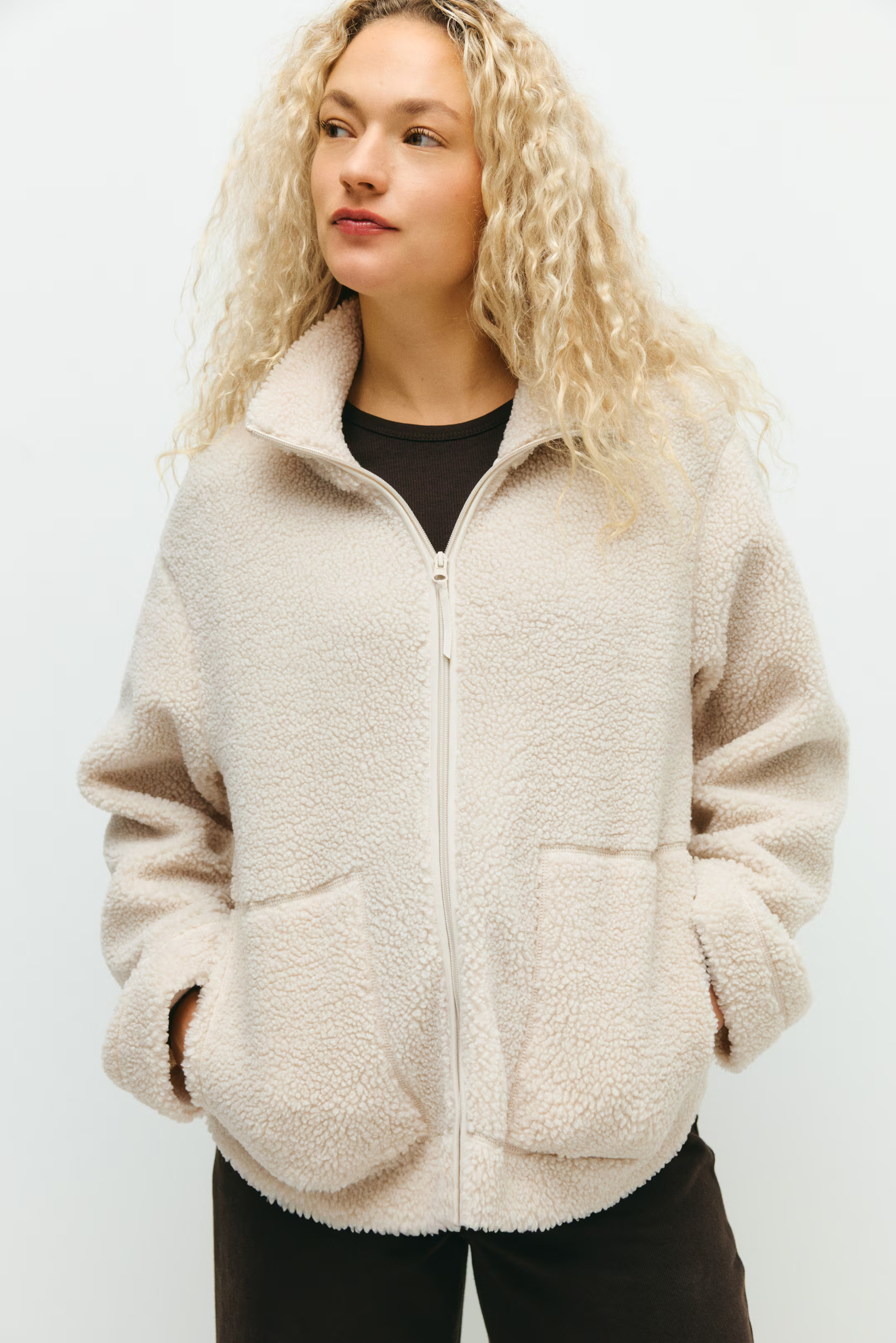 MAMA Teddy Fleece Jacket - Light beige - Ladies | H&M US | H&M (US + CA)