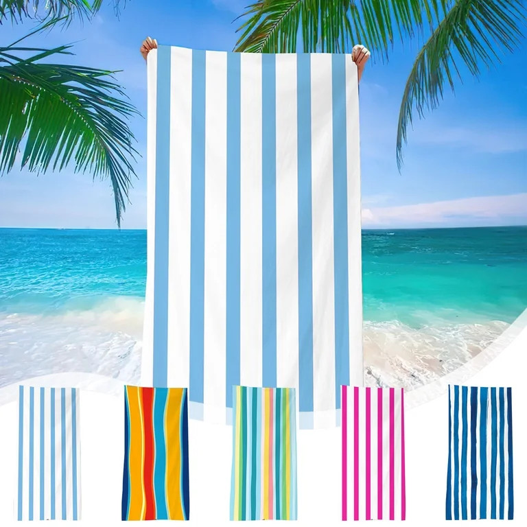 Beach Towels Oversized 63x31 Inch Striped Large Quick Dry Sand Free Microfiber Travel Towel Absor... | Walmart (US)
