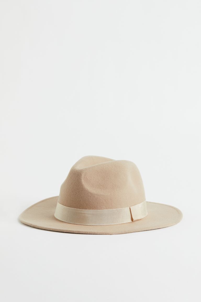 Hat in thick, felted wool with a band. Width of brim 2 3/4 in. | H&M (US + CA)