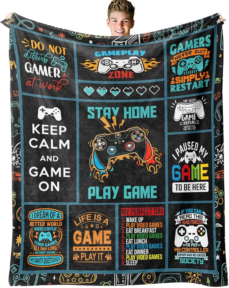 Video Game Gifts for Men Gifts for Video Game Lovers Men Game Blanket for Teen Boys Men Adults, G... | Amazon (US)