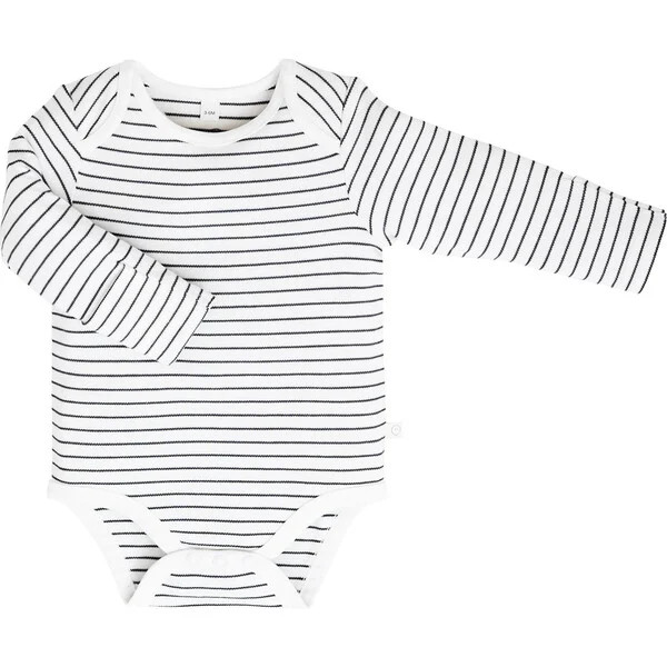 Long Sleeve Bodysuit, Grey Stripe | Maisonette