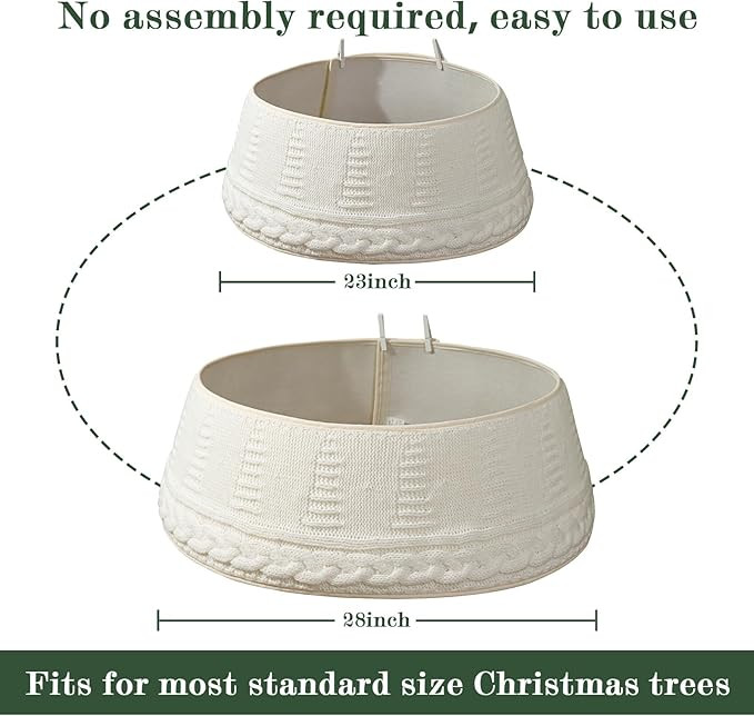 Knitted Christmas Tree Collar: Cream Chunky Cable Knit Edge Christmas Tree Collars for Artificial... | Amazon (US)