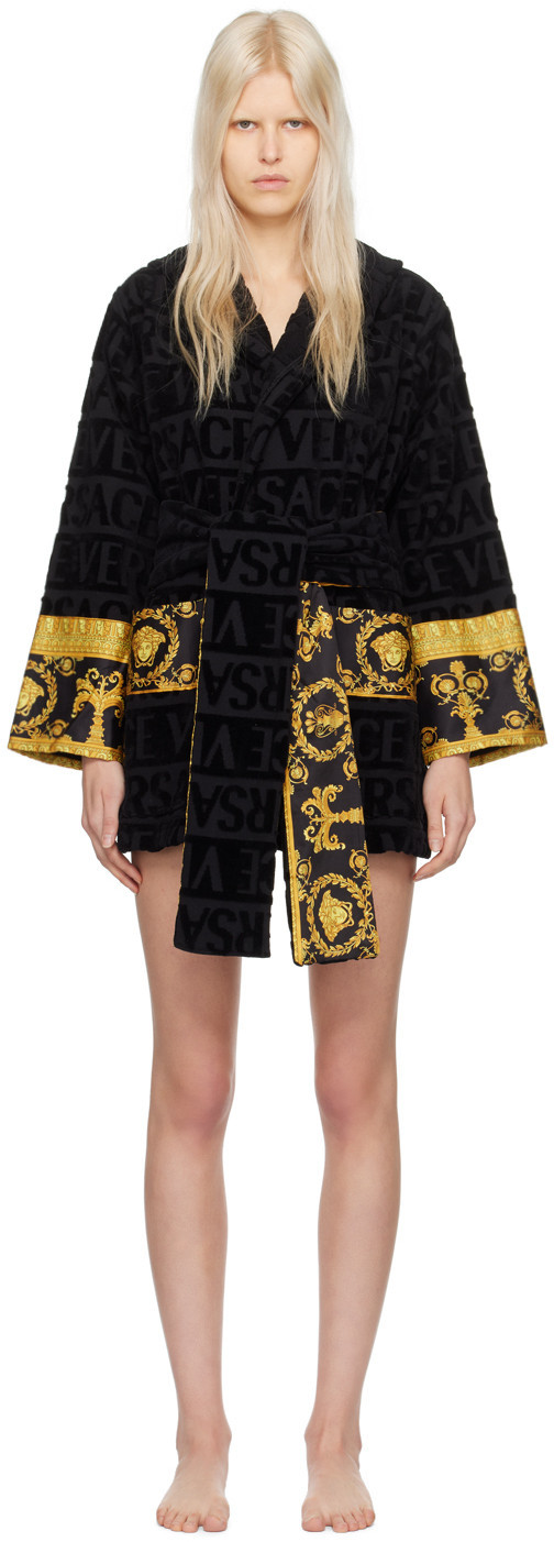 Versace Underwear Black Short Robe | SSENSE