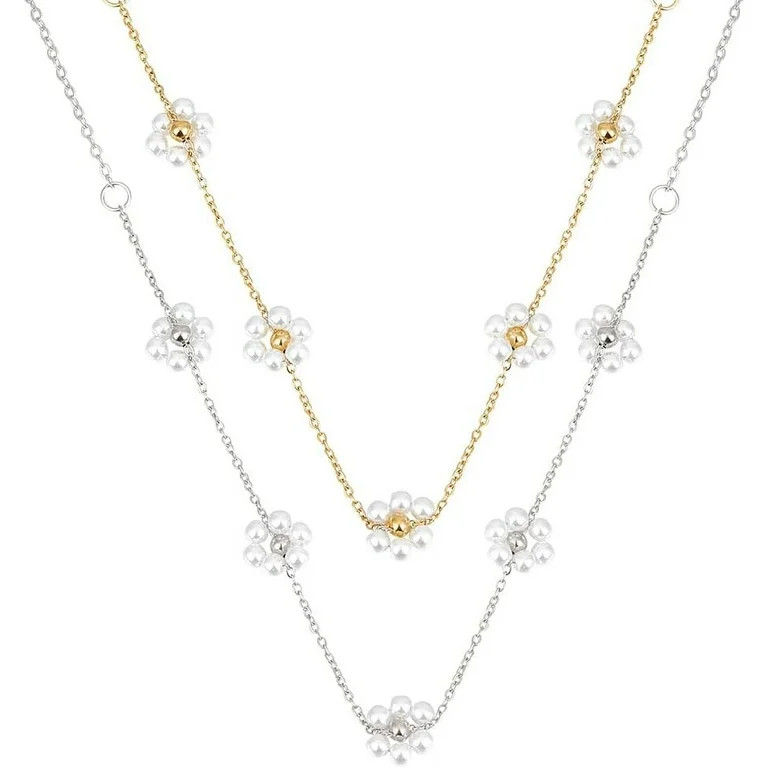 2PCS 18K Gold Plated Daisy Necklace for Women Summer Flower Necklace Gold Floral Pendant Necklace... | Walmart (US)