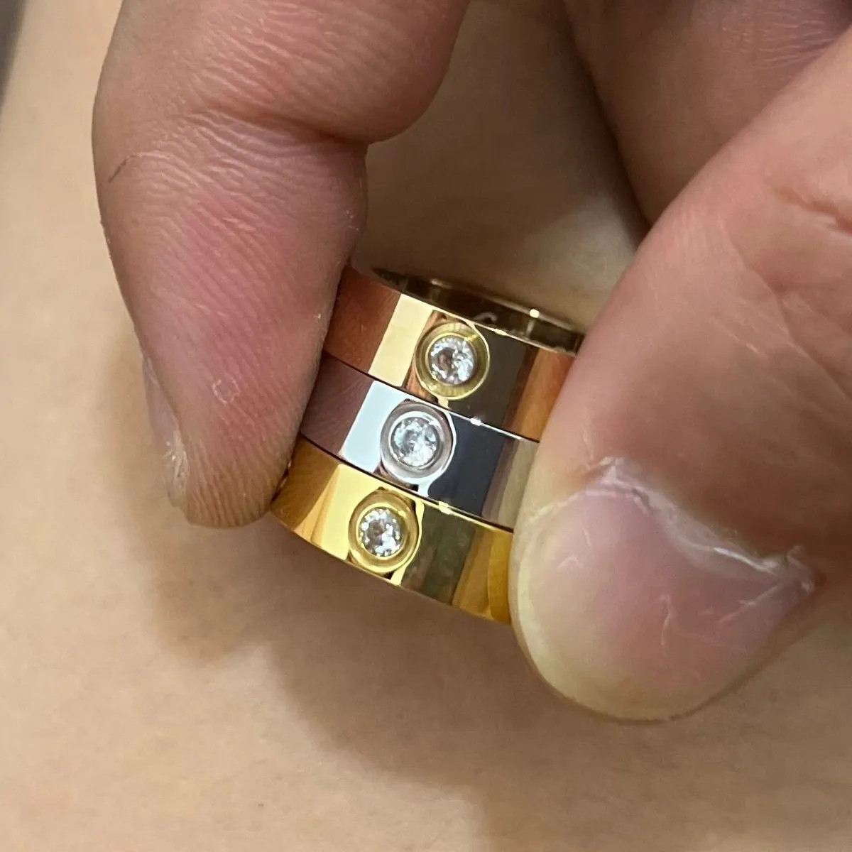 Original designer engrave 6mm diamond LOVE Ring 18K Gold Silver Rose 316L Stainless Steel Rings W... | DHGate