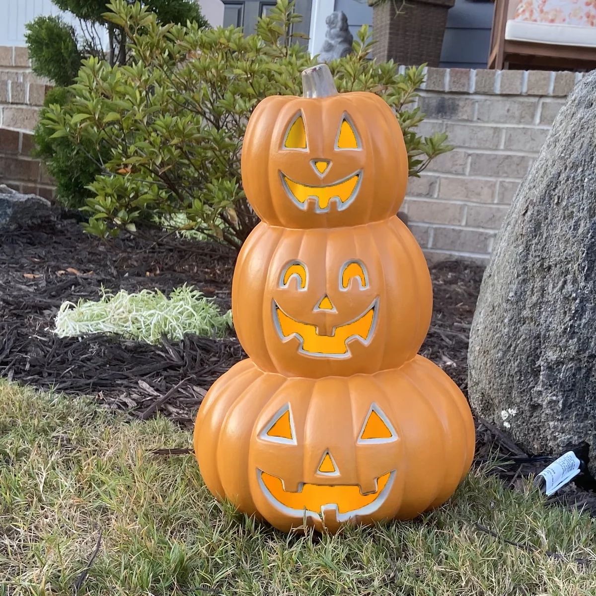14 in 3 Tiers Jack O Lantern Smile Face Light Up Lantern Decor Halloween Pumpkin Indoor Outdoor D... | Walmart (US)