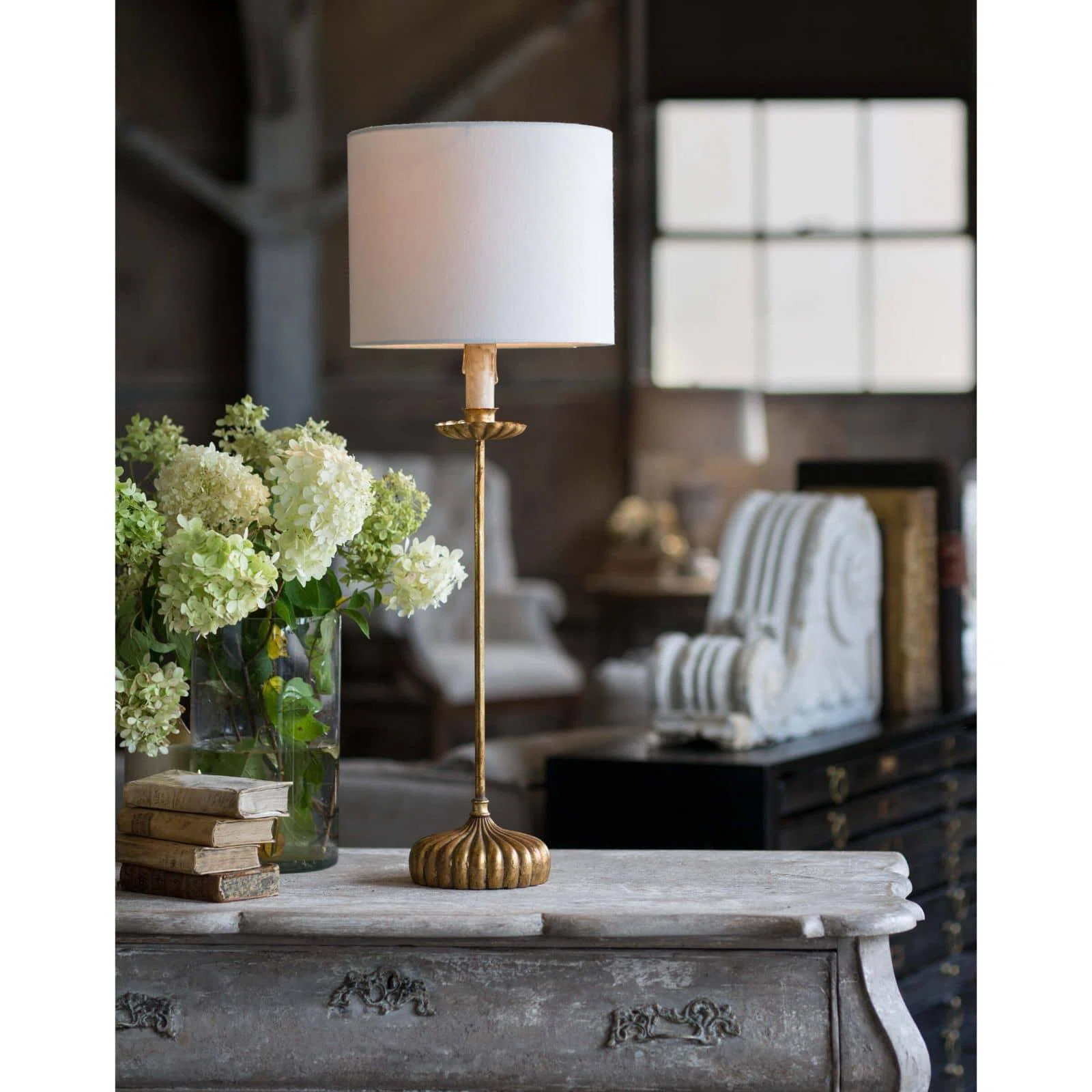 Clove Stem Buffet Table Lamp With Natural Linen Shade | Wayfair North America