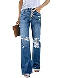 LookbookStore High Waisted Ripped Flare Jeans for Women Distressed Bell Bottom Jeans Wide Leg Pan... | Amazon (US)